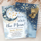 Over The Moon Baby Shower Boy Blue Twinkle Stars Kaart