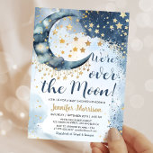 Over The Moon Baby Shower Boy Blue Twinkle Stars Kaart