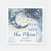Over The Moon Baby Shower Boy Blue Twinkle Stars Servet (Voorkant)