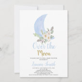 Over the Moon Baby shower Boy Invitation Kaart (Voorkant)