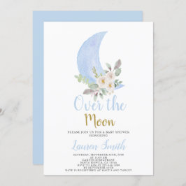 Over the Moon Baby shower Boy Invitation Kaart