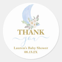 Over the moon Baby shower Boy Ronde Sticker