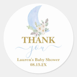 Over the moon Baby shower Boy Ronde Sticker
