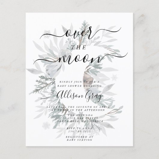 Over the Moon Baby Shower | Budget Flyer (Voorkant)