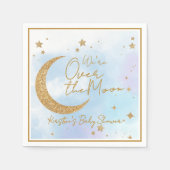 Over the Moon Baby Shower Cocktail Napkin Servet (Voorkant)