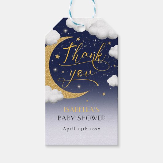 Over the Moon Baby shower Dank je Cadeaulabel (Voorkant)