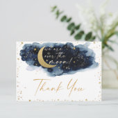 Over the Moon Baby shower Dank je wel kaart (Staand voorkant)
