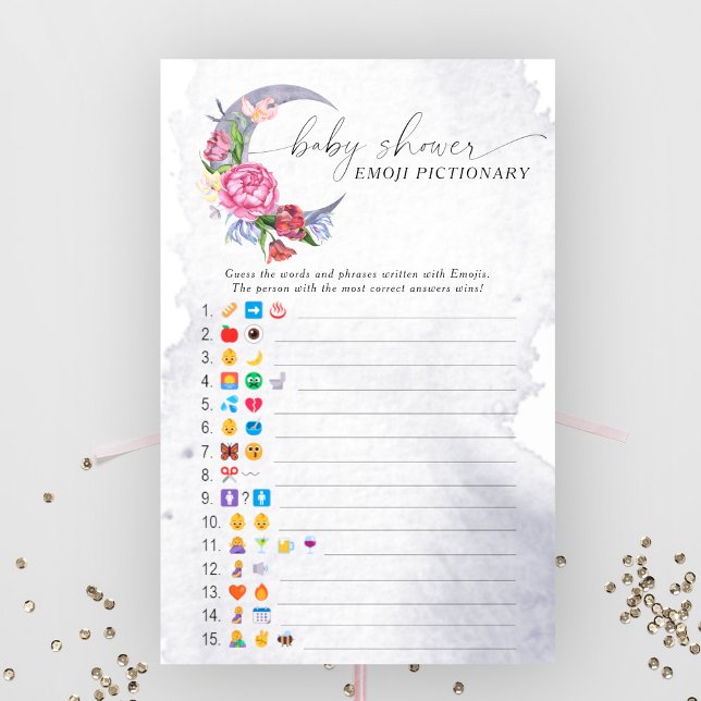 Over the Moon Baby Shower Emoji pictionary spel (Creator heeft geüpload)