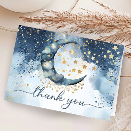 Over The Moon Baby Shower Folded Thank You Card Bedankkaart