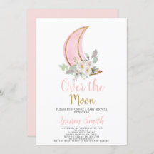 Over the Moon Baby shower Girl Invitation