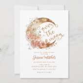 Over the moon baby shower gouden bloemen kaart (Voorkant)