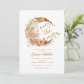 Over the moon baby shower gouden bloemen kaart (Staand voorkant)