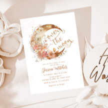 Over the moon baby shower gouden bloemen