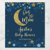 Over The Moon Baby Shower Gouden Glitter Wijnlabel Wijn Etiket (Enkel label)