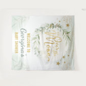 Over the Moon Baby Shower Groene Welkom met Goud Wandkleed (Voorkant (horizontaal))