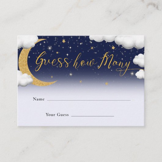 Over the Moon Baby Shower Guess How Many Informatiekaartje (Voorkant)