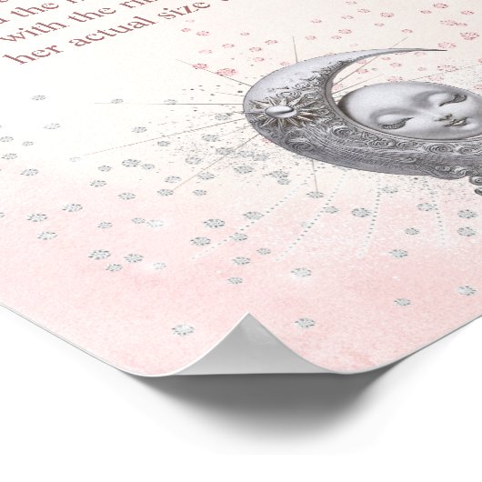 Over the Moon Baby shower Hoe groot is mama's buik Poster (Hoek)