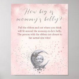 Over the Moon Baby shower Hoe groot is mama's buik Poster
