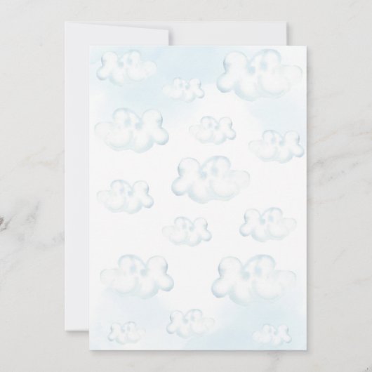 Over the Moon Baby shower Invitation, Blue Cloud I Kaart (Achterkant)