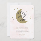 Over the Moon Baby shower Invitation Girl Kaart (Voorkant)