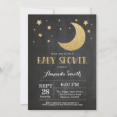 Over the Moon Baby shower Invitation Gold Glitter Kaart (Voorkant)