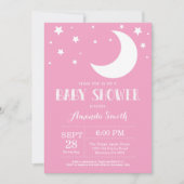 Over the Moon Baby shower Invitation Roze Kaart