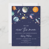 Over the Moon Baby shower Invitation, thema Ruimte Kaart (Voorkant)