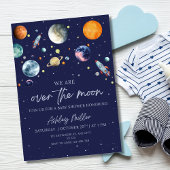 Over the Moon Baby shower Invitation, thema Ruimte Kaart