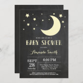 Over the Moon Baby shower Invitation Yellow Kaart (Voorkant / Achterkant)