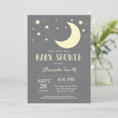 Over the Moon Baby shower Invitation Yellow Kaart (Staand voorkant)