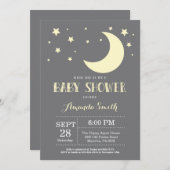 Over the Moon Baby shower Invitation Yellow Kaart (Voorkant / Achterkant)