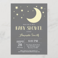 Over the Moon Baby shower Invitation Yellow