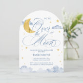 Over The Moon Baby Shower Kaart (Staand voorkant)