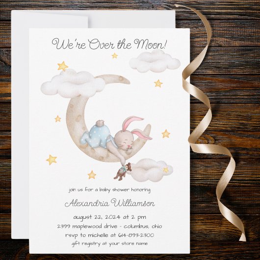 Over the Moon Baby Shower Kaart