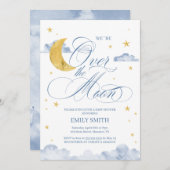 Over The Moon Baby Shower Kaart (Voorkant / Achterkant)