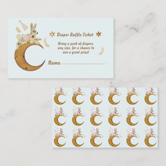 Over the Moon Baby shower Luier Raffle Informatiekaartje (Voorkant / Achterkant)
