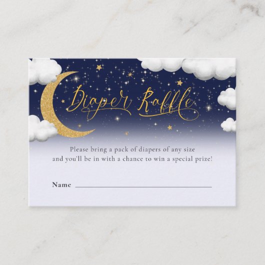 Over the Moon Baby shower Luier Raffle Informatiekaartje (Voorkant)