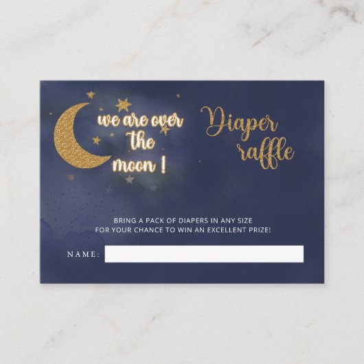 Over the Moon Baby shower Luier Raffle Informatiekaartje (Voorkant)