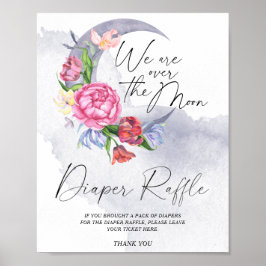 Over the Moon Baby shower Luier Raffle Poster