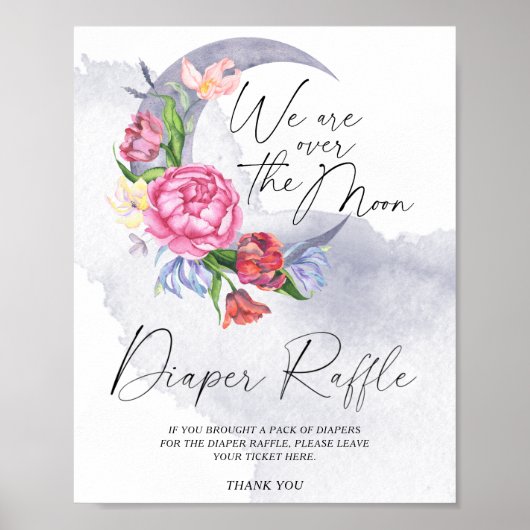 Over the Moon Baby shower Luier Raffle Poster (Voorkant)
