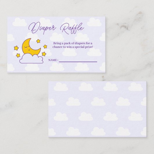 Over The Moon Baby shower Luier Raffle Ticket Informatiekaartje (Voorkant / Achterkant)