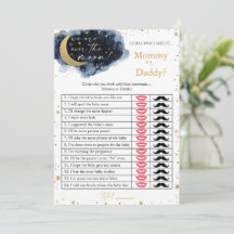 Over the Moon Baby Shower Mamma of Papa Spelkaart