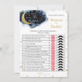 Over the Moon Baby Shower Mommy Or Daddy Game Card Kaart (Voorkant)