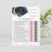 Over the Moon Baby Shower Mommy Or Daddy Game Card Kaart (Staand voorkant)