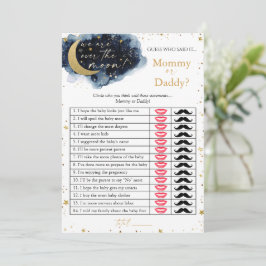 Over the Moon Baby Shower Mommy Or Daddy Game Card Kaart
