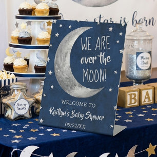 Over The Moon Baby Shower Ontvangstbord Reclamebord Met Voetstuk