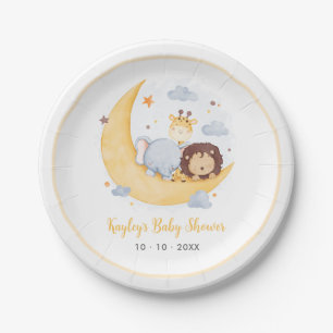 Over The Moon Baby shower Papier Borden Leuk Dier Papieren Bordje