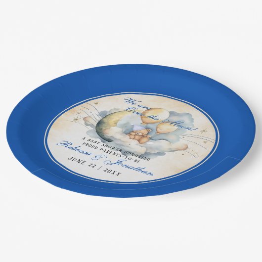  Over the Moon Baby shower Papieren Bordje (Gekanteld)
