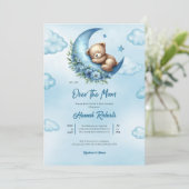 Over the Moon Baby shower Party Invitation Bedankkaart (Staand voorkant)