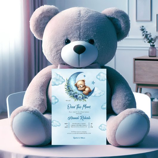 Over the Moon Baby shower Party Invitation Bedankkaart